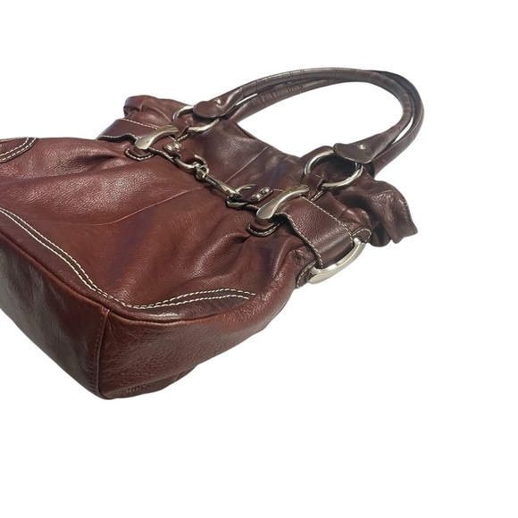 Leather Purse B.MAKOWSKY Raisin Brown Belted Clip Shoulder Bag - Picture 4 of 16